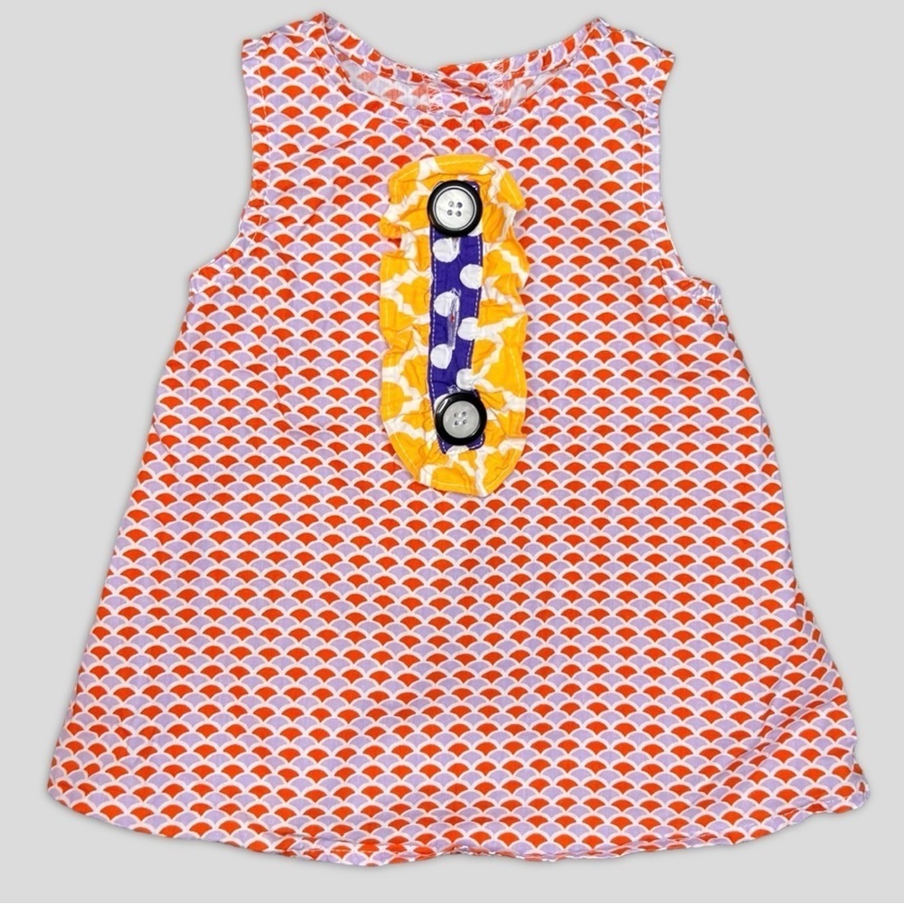 Right Bank Babies 12M – Red Dress with Ruffled Bib & Buttons